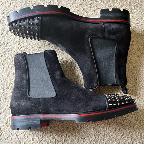 Christian Louboutin black suede spiked boots. 12 *READ* - Picture 4 of 15